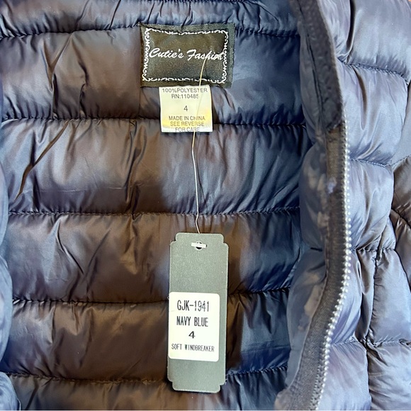 NWT Kids Navy Blue Hooded Puffer Jacket / Sz 4 - Picture 3 of 8